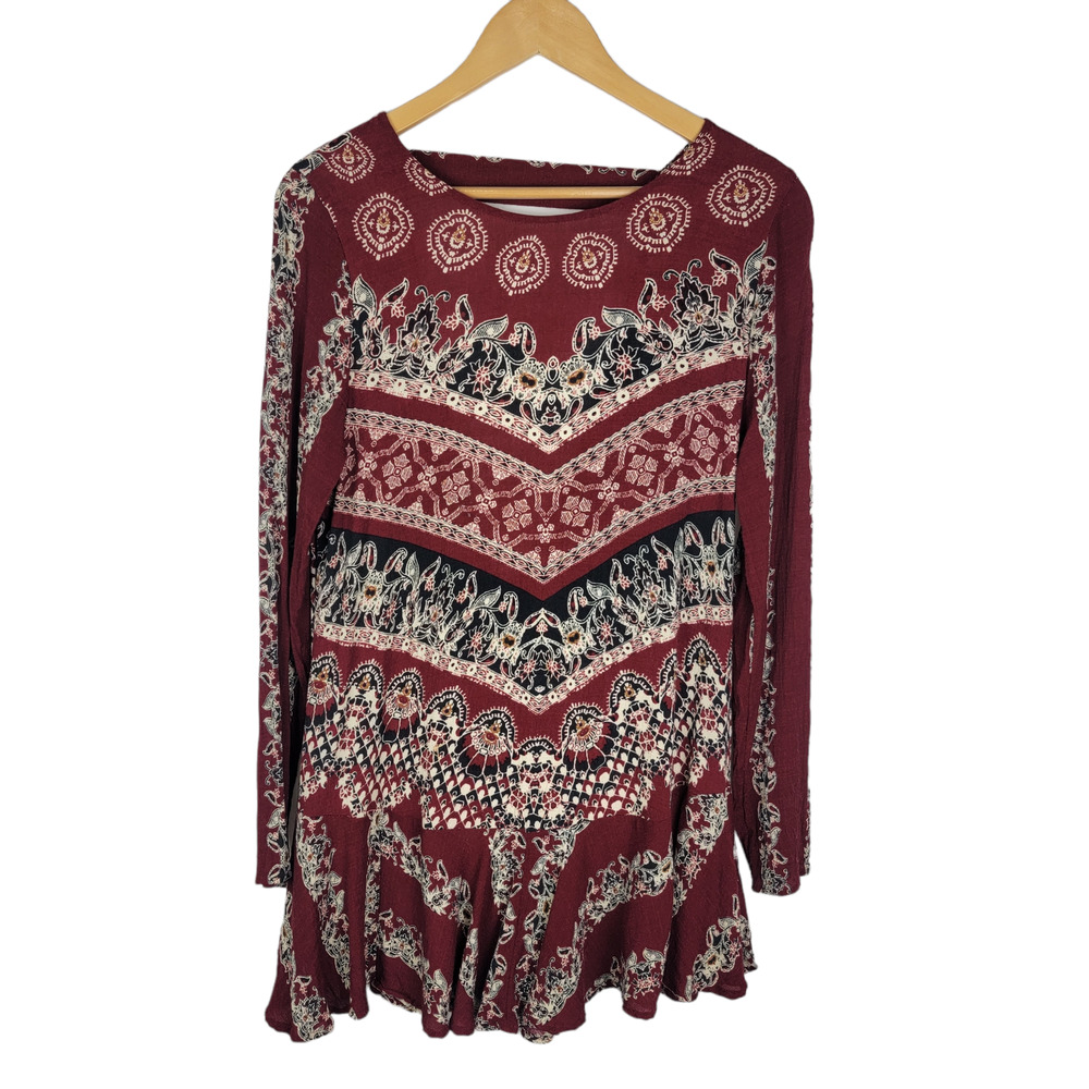 Free People Smooth Talker Tunic Top Red / Burgundy M